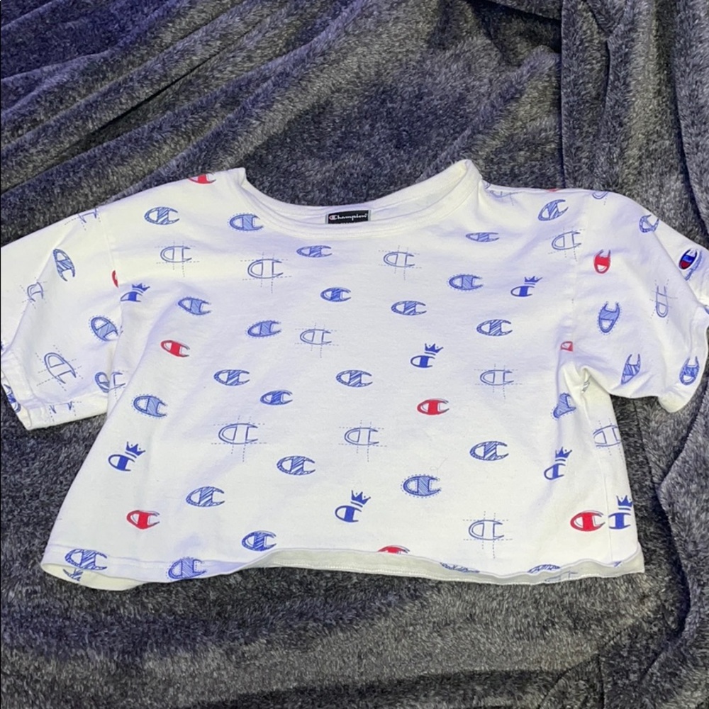 white Champion crop top